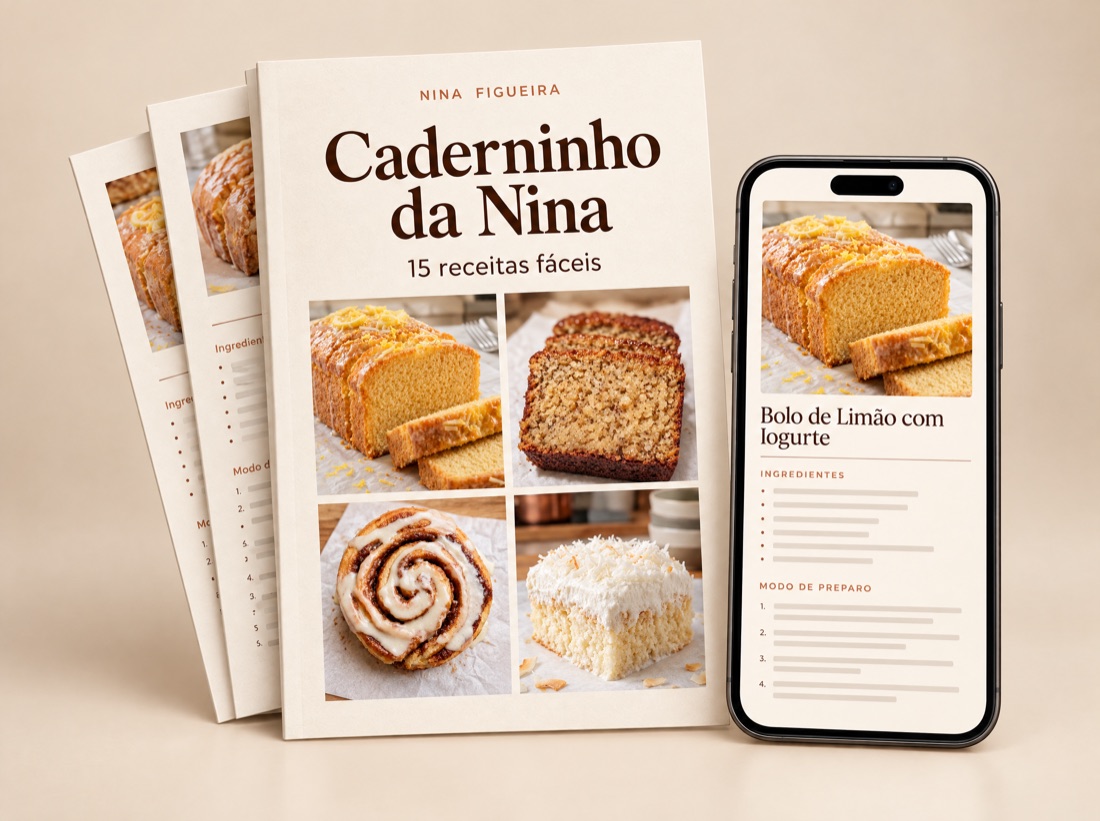 Caderninho da Nina: 15 receitas fáceis, impresso e no celular